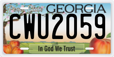 GA license plate CWU2059