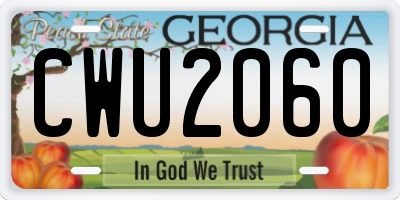 GA license plate CWU2060