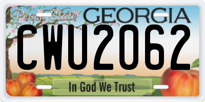 GA license plate CWU2062