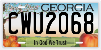 GA license plate CWU2068