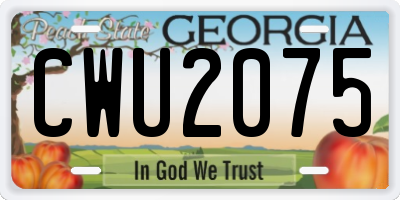 GA license plate CWU2075