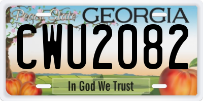 GA license plate CWU2082