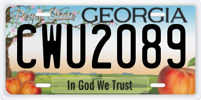GA license plate CWU2089