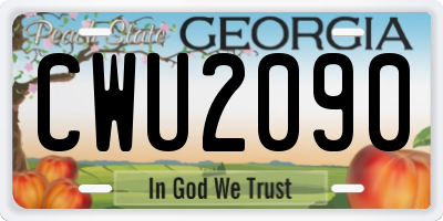GA license plate CWU2090