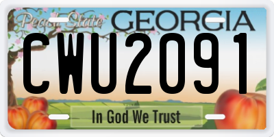 GA license plate CWU2091