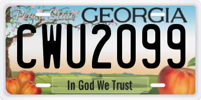 GA license plate CWU2099