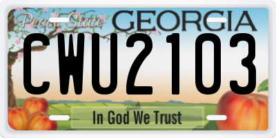 GA license plate CWU2103