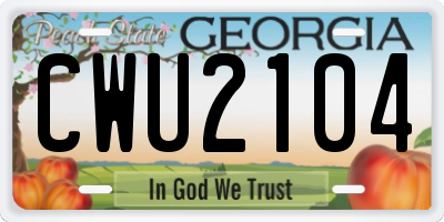 GA license plate CWU2104