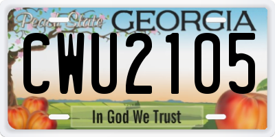 GA license plate CWU2105
