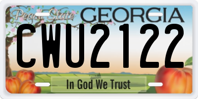 GA license plate CWU2122