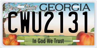 GA license plate CWU2131