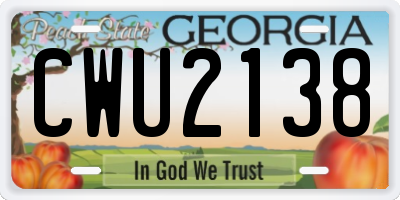 GA license plate CWU2138