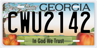 GA license plate CWU2142