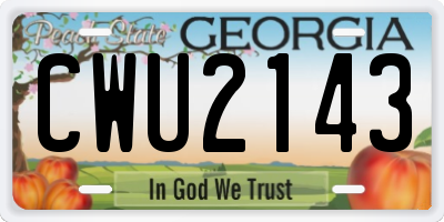 GA license plate CWU2143