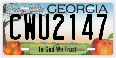 GA license plate CWU2147