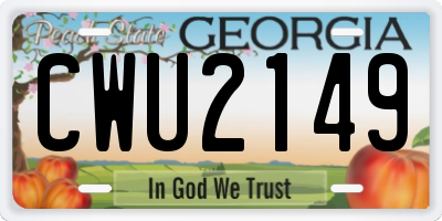GA license plate CWU2149