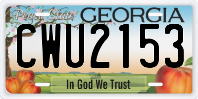 GA license plate CWU2153