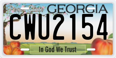 GA license plate CWU2154