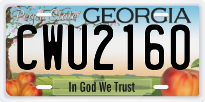 GA license plate CWU2160