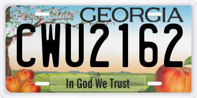 GA license plate CWU2162