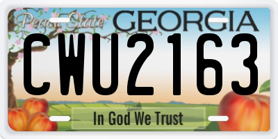 GA license plate CWU2163