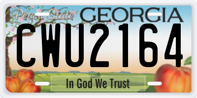 GA license plate CWU2164