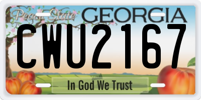 GA license plate CWU2167