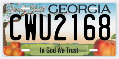 GA license plate CWU2168