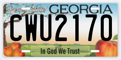 GA license plate CWU2170