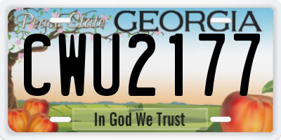 GA license plate CWU2177