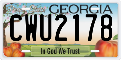 GA license plate CWU2178