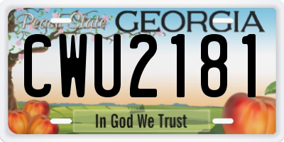 GA license plate CWU2181