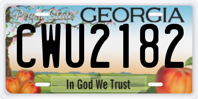 GA license plate CWU2182