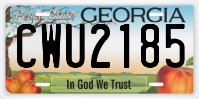 GA license plate CWU2185