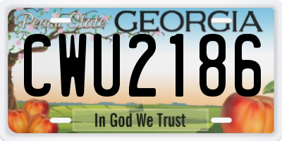GA license plate CWU2186