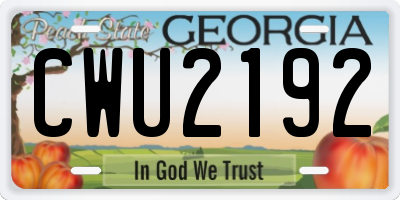 GA license plate CWU2192