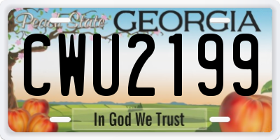 GA license plate CWU2199