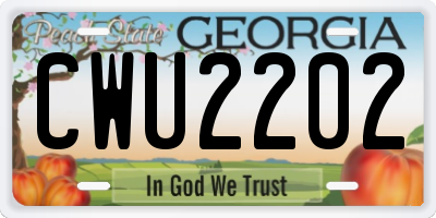 GA license plate CWU2202