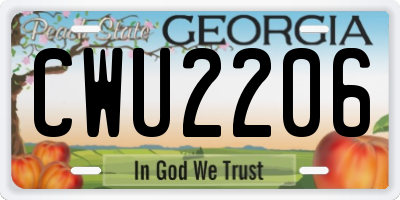 GA license plate CWU2206