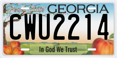 GA license plate CWU2214
