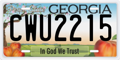 GA license plate CWU2215