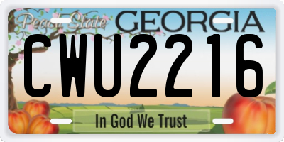 GA license plate CWU2216