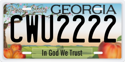 GA license plate CWU2222