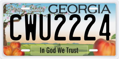 GA license plate CWU2224