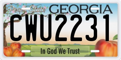 GA license plate CWU2231