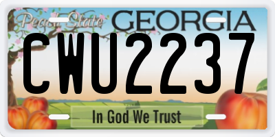 GA license plate CWU2237