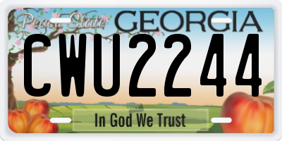 GA license plate CWU2244