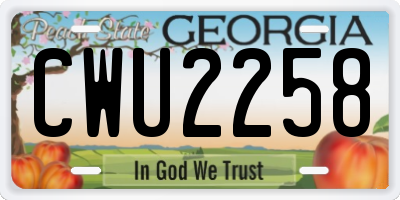 GA license plate CWU2258