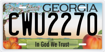 GA license plate CWU2270