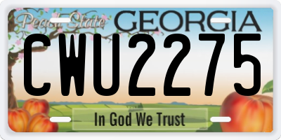 GA license plate CWU2275